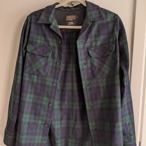 Men's Plaid 100% Wool Board Shirt - Black Watch Tartan